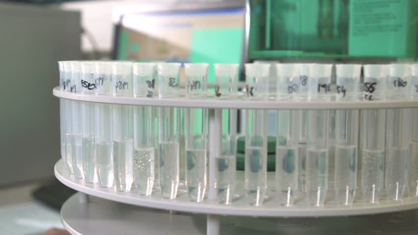 Water Samples In Tubes Rotating In Laboratory