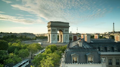 the arc de triomphe, paris, shot from a unique vantage point
