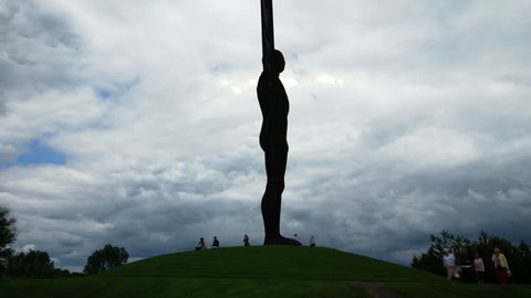 Time lapse of visitors to the Angel of the North sculpture near Newcastle