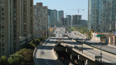  TORONTO, CANADA on OCTOBER 2nd: Gardiner expressway in Toronto, Canada on October 2nd, 2013. The Frederick G. Gardiner Expressway is a municipal expressway serving traffic in downtown Toronto.