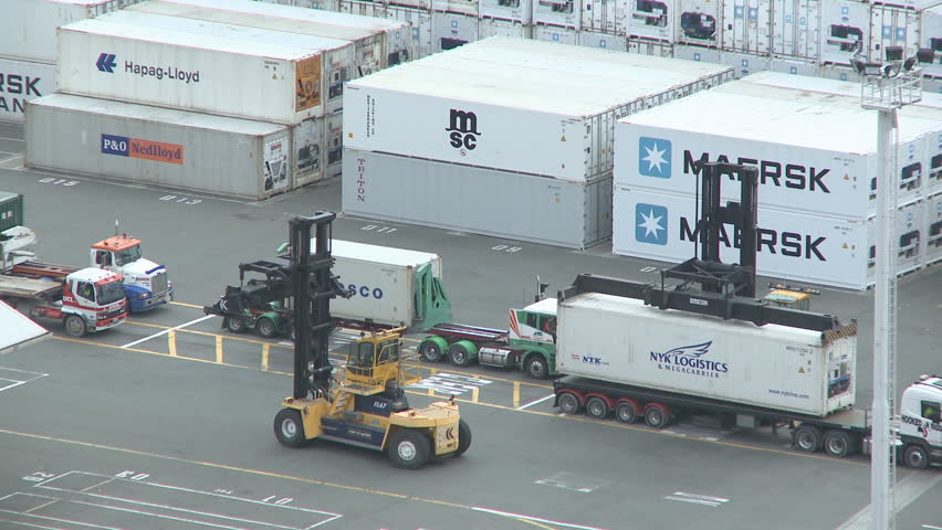 NAPIER,NEW ZEALAND-MAY 2013: Time lapse of trucks being unloaded of their cargo