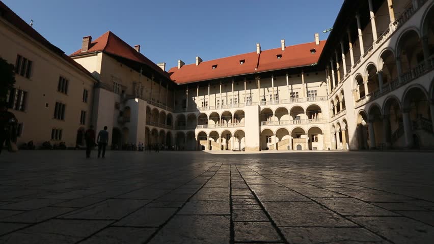 Inner yard of royal palace in Wawel in Krakow, Poland.