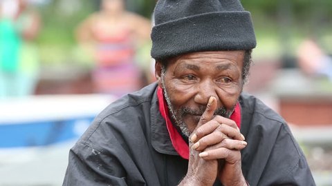 Homeless African American Man Sitting Outside Stock Footage Video (100% ...