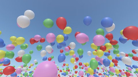 Color Balloons floating up CG background