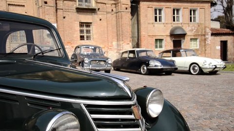 vintage cars and ancient building 