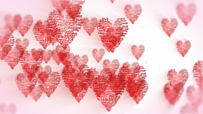 Valentine hearts flying