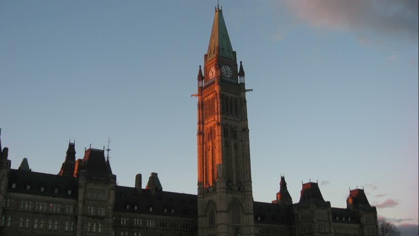 Parliament Hill Ottawa Time Lapse 3. Late afternoon time lapse shot of the