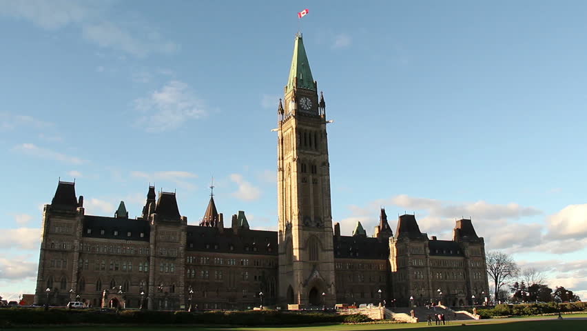 OTTAWA, CANADA - OCT 23 2013: Centre Block building of Parliament building shot