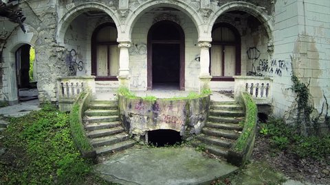 Old, spooky and abandoned castle. Beocin, Serbia, Europe. GoPro3 Hero Black + quadcopter