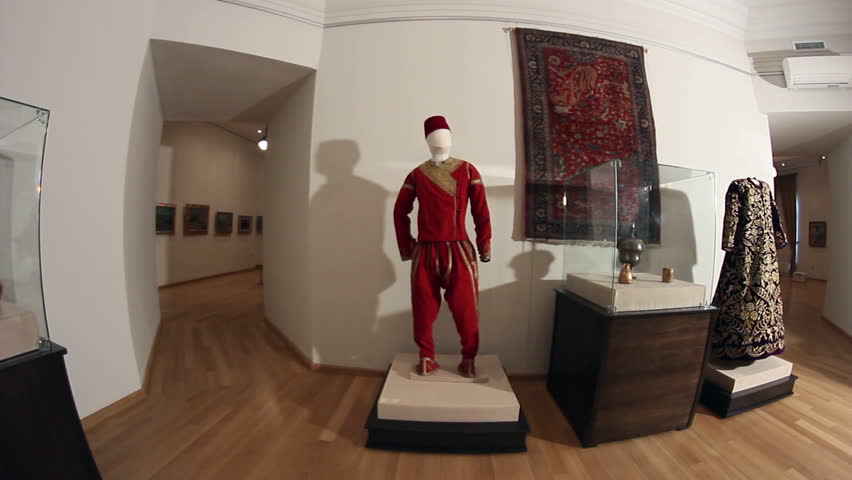 TULCEA, ROMANIA - OCTOBER 25: Ottoman-era costumes. Tulcea Museum of Art in a