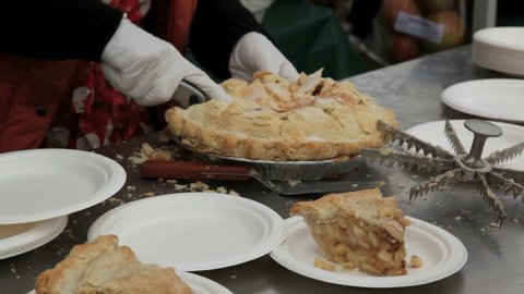 Serving apple pie Stock Video