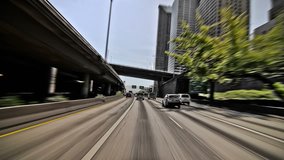 Seattle highway driving time lapse clip using a cartoon like video effect.