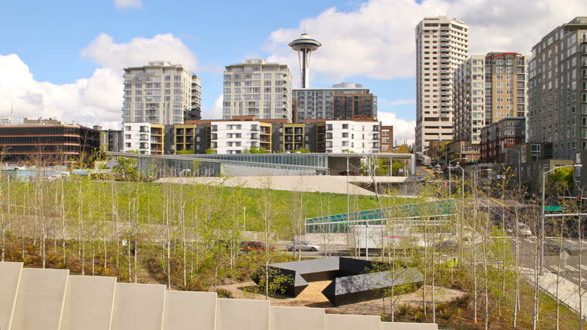 Time lapse of Seattle city streets near the waterfront area.