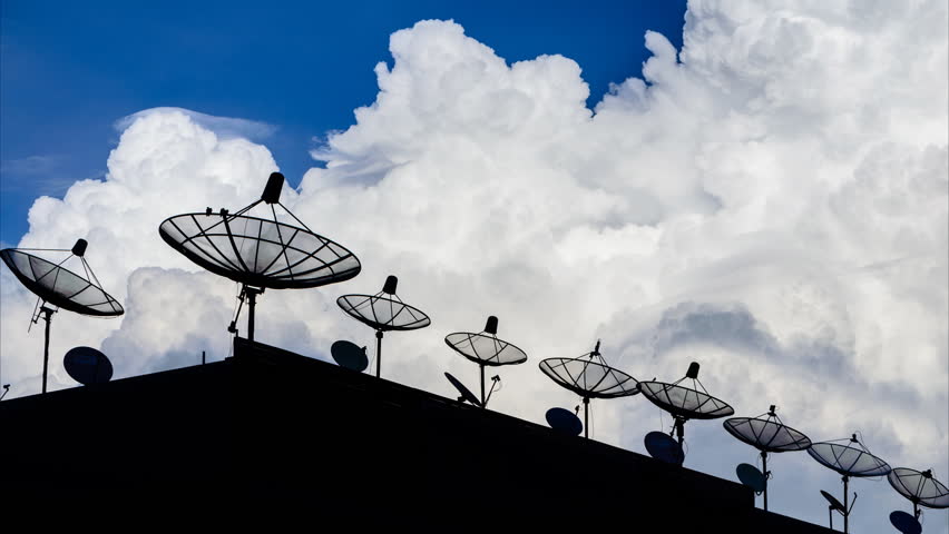 Time Lapse Silhouette Satellite Dish And Sky Background