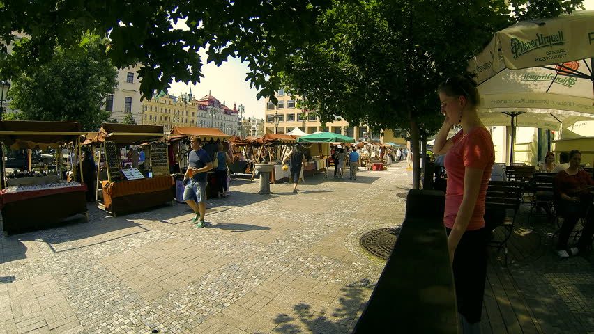 PRAGUE - JUNE 22: Beautiful timelapse view of the city from kafe on June 22,