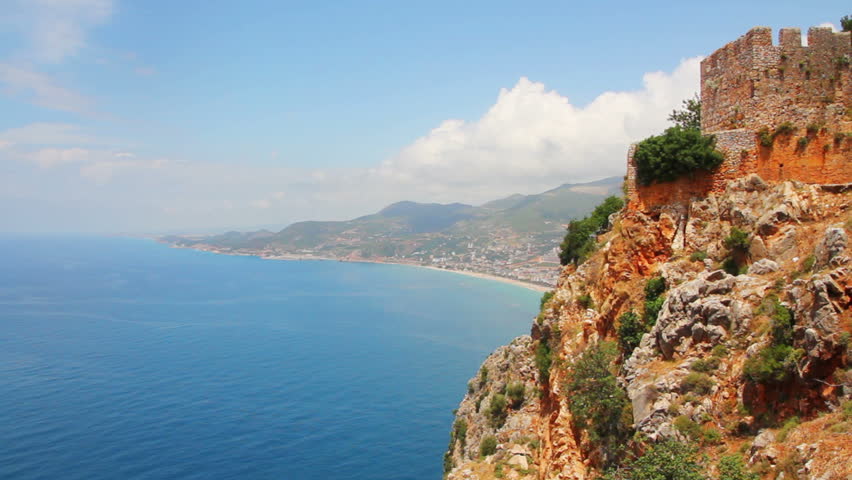 panorama of mediterranean sea - view from fortress Alanya Turkey