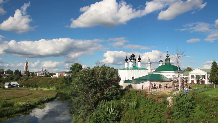 view on churches in Suzdal Russia - timelapse