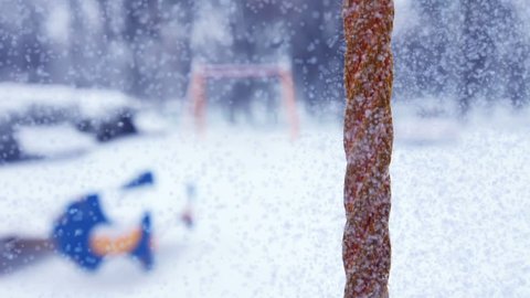 Christmas winter backgrounds landscape concept and idea shot. Snowflakes blizzard fall over abandoned, deserted park.