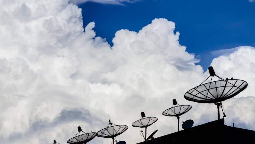 Time Lapse Silhouette Satellite Dish And Sky Background