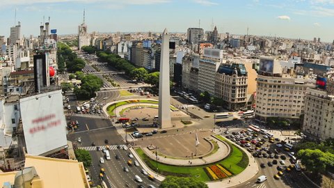 City Traffic Time Lapse 78 Buenos Aires Above Zoom Stock-video