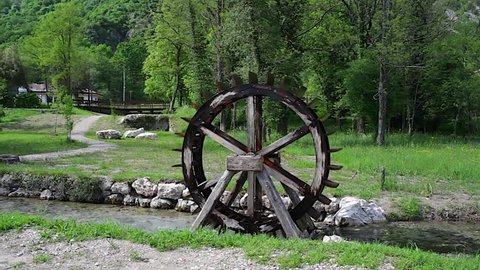 View of Water wheel in the little river