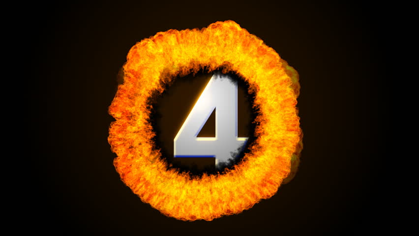 A movie countdown animation with flame transitions