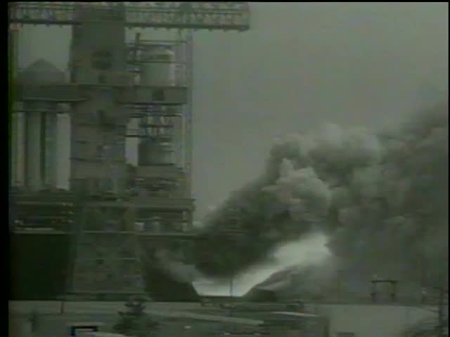 Static testing range of the F-1 engine of Saturn Moon rocket booster, Huntsville Space Center, Huntsville, Alabama circa 1964-MGM PICTURES, UNIVERSAL-INTERNATIONAL NEWSREEL, USA, filmed in 1964  