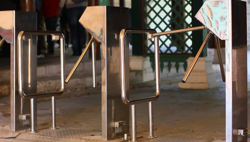 Entering through turnstile