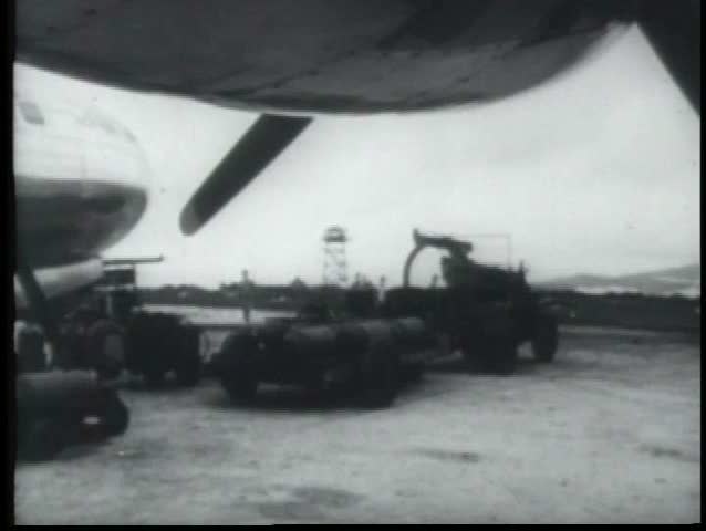 1940s - Air force B-29 bombers are prepared for a run over Saipan in World War II.