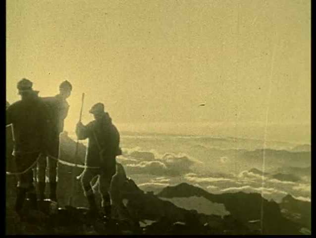 1920s - An early hiking expedition on Mt. Rainier, Washington.