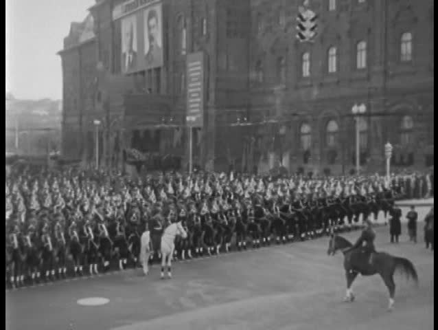 1940s - A large celebration in Red Square honoring the 32nd Anniversary of the October Revolution.