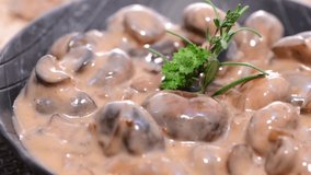Creamy Sauce with Mushrooms (Loopable HD Video)