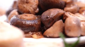 Portion of fried Mushrooms (loopable macro video)