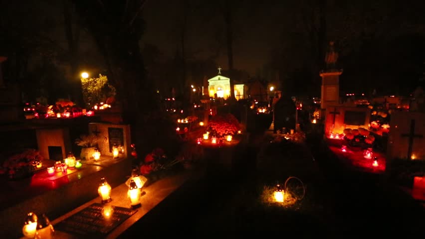 Cemetery in halloween night (Allhallows)