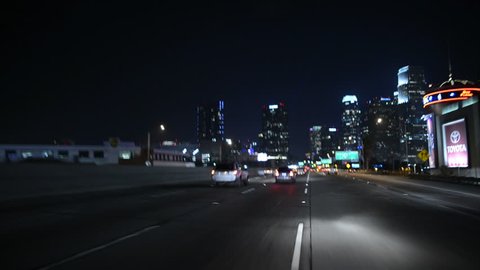 Driving Freeway POV 001 LA Downtown USA 60 seconds