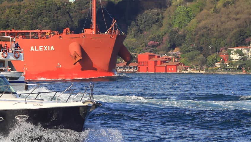 ISTANBUL - APR 13: Crude oil tanker ship ALEXIA (IMO: 9389966, Liberia) sails in