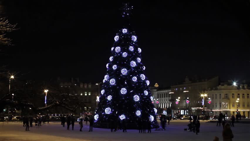 Christmas tree on Cathedral Square, Vilnius, Lithuania