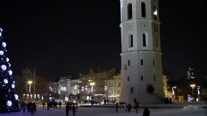 Christmas tree on Cathedral Square, Vilnius, Lithuania