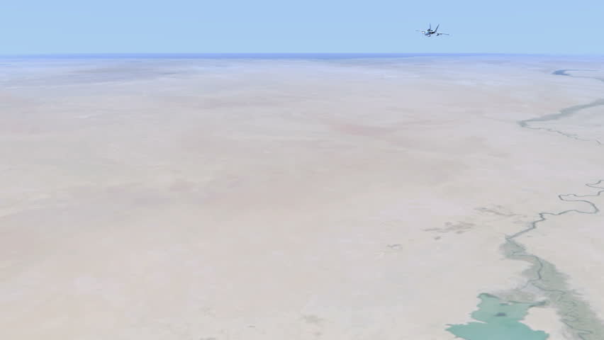 A F18 Hornet flying over the middle east. Highly detailed 3d Animation.