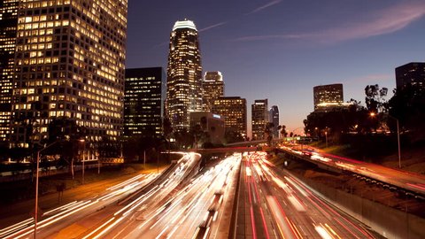 Long Exposure Time Lapse of Night Traffic in Los Angeles California