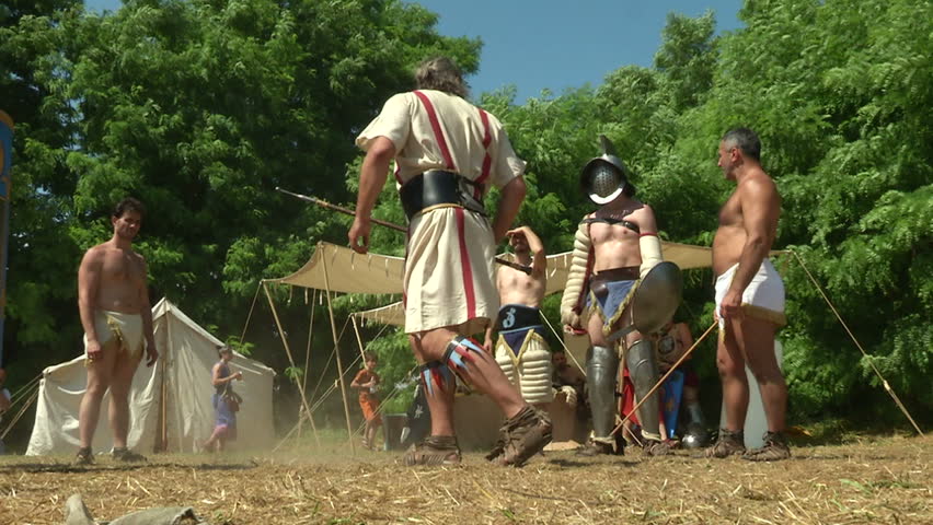 AQUILEIA - JUNE 22: Roman gladiator game during the reenactment âTempora