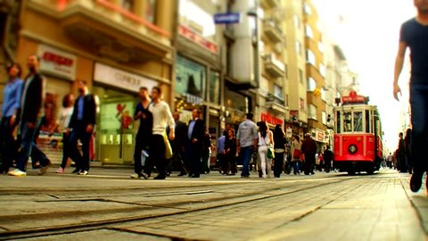 ISTANBUL - NOVEMBER 4 : People walk through the street on November 4, 2012 in Istanbul, Turkey.