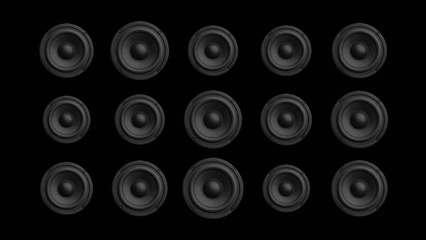Abstract Background of loudspeakers randomly pulsing for use with music videos