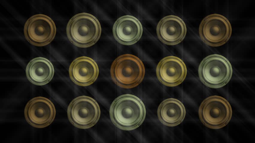 Abstract Background of loudspeakers randomly pulsing for use with music videos