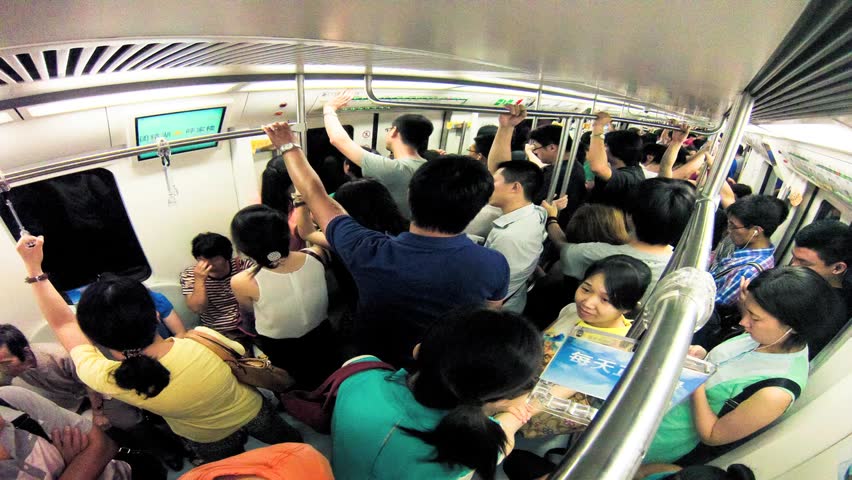 Beijing - JULY 28: Timelapse. People in the subway on July 28, 2013 in Beijing,