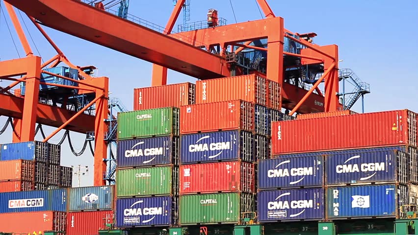 ISTANBUL - SEP 26: CMA CGMs containers on the deck of cargo ship on September