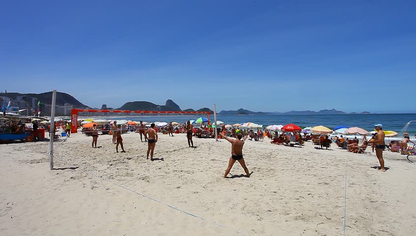 RIO DE JANEIRO - CIRCA 2013: Copacabana Beach, Brazil: Copacabana is an upscale