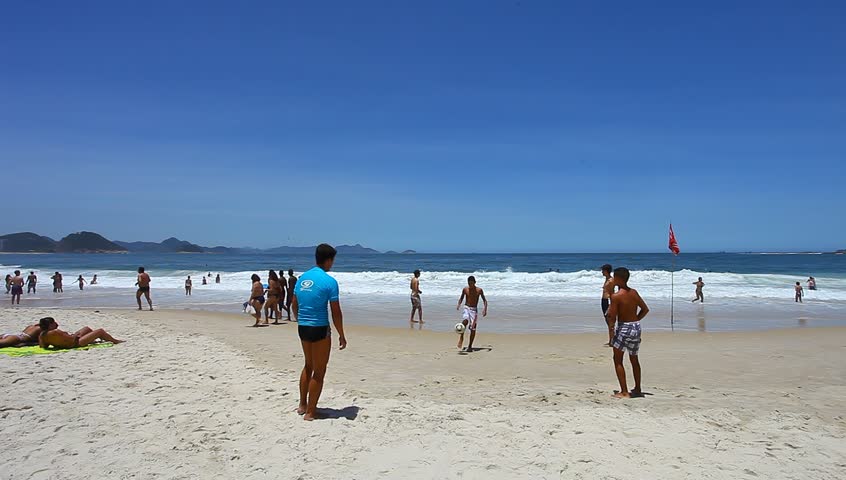 RIO DE JANEIRO - CIRCA 2013: Copacabana Beach, Brazil: Copacabana is an upscale