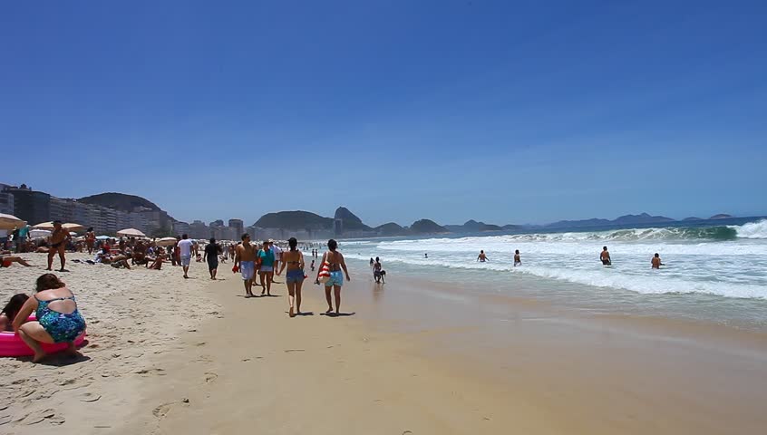 RIO DE JANEIRO - CIRCA 2013: Copacabana beach, Brazil: Copacabana is an upscale