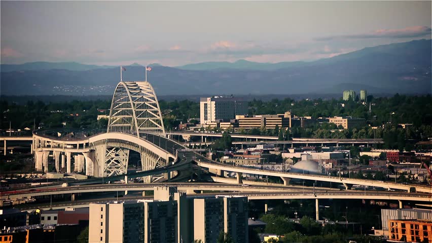 Fremont Bridge Portland, Oregon (Timelapse, city, downtown)